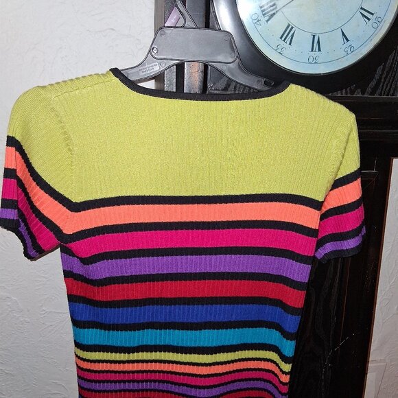 Sag Harbor Striped Short Sleeve Top - Size M - Picture 2 of 4
